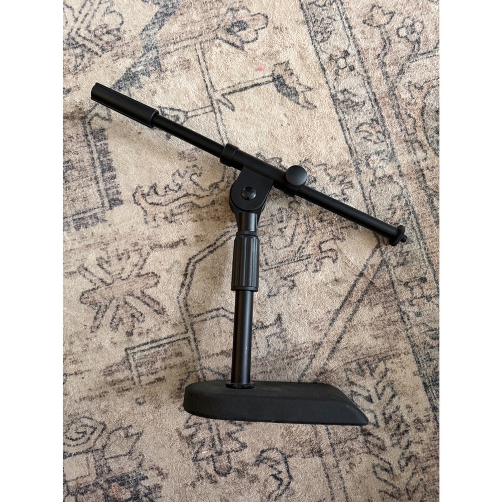 Adjustable Desktop Microphone Stand with Weighted Base and Telescoping Boom Arm